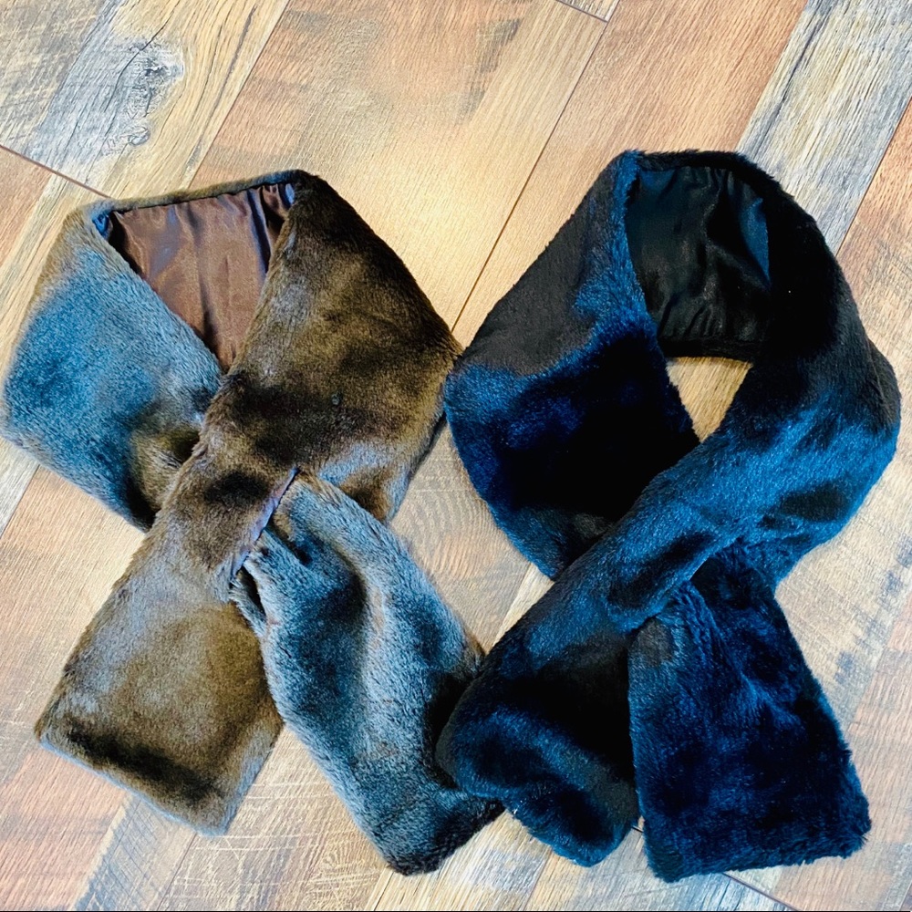 NEW YORK & COMPANY Two (2!!!!!) Faux Fur Scarves! - Picture 1 of 5